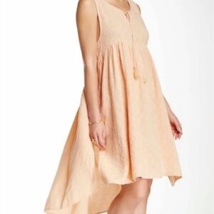 Free People Textured Cotton Knit Beachy Tunic Dress Light Peach Size Medium